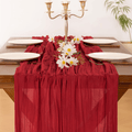 Boho Fall Table Runner, Rust Red Farmhouse Dining Table Deco - view 1