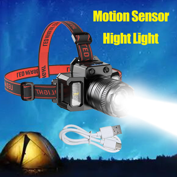 Zoomable LED Headlamp with Motion Sensor, Rechargeable, Red  - view 3