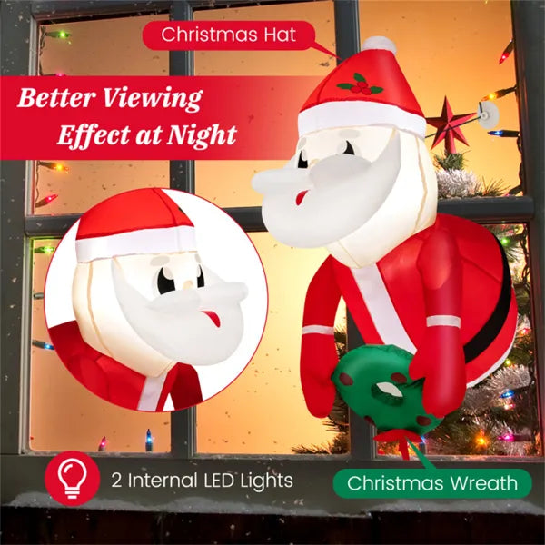 Inflatable Window Santa and Wreath 3.3 ft with LED Lights, C - view 4