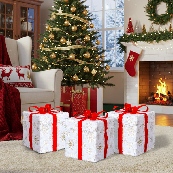Motorized Pop-Up Gift Box with Reindeer and 60 LED Lights, C - view 1