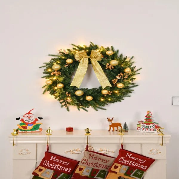 Pre-Lit Battery Christmas Wreath 24 in with Remote, Lighted  - view 5