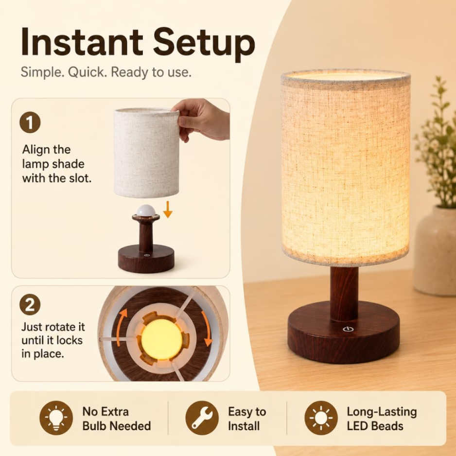 Mini Cordless Bedside Lamp, Rechargeable Touch LED Night Lig - view 1