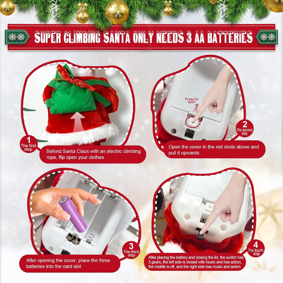Animated Climbing Santa on Rope with Music, Christmas Decora - view 3