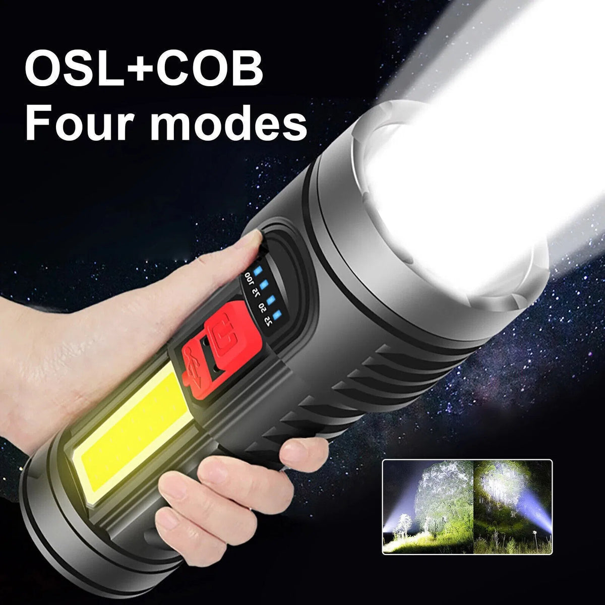 USB Rechargeable LED Flashlight 2-Pack with COB Side Light,  - view 7