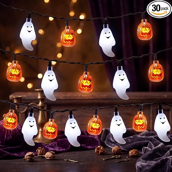 Ghost and Pumpkin String Lights 19.7 ft 30 LED, Battery Oper - view 4
