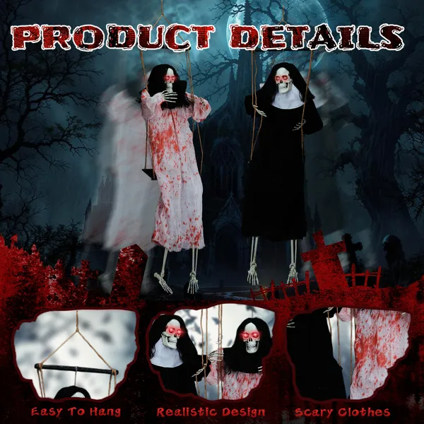 Hanging Screaming Ghosts 2-Pack with Light-Up Eyes, Outdoor  - view 3