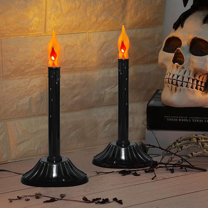 Electric Window Candle Lamps 2-Pack, Black Holders with Flic - view 4