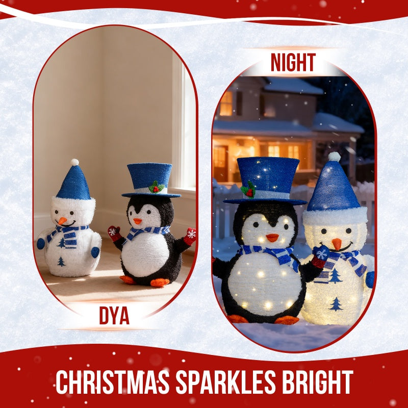 Lighted Plush Penguin and Snowman 2-Pack, Christmas Table De - view 8
