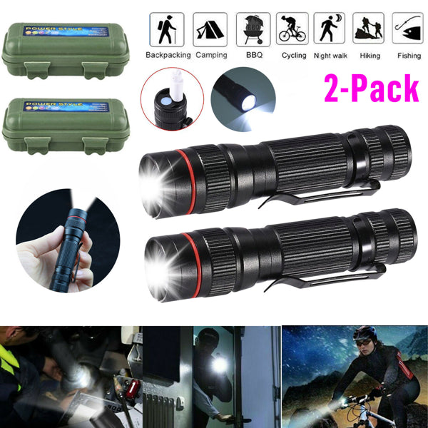 Mini Zoom LED Flashlight 2-Pack, USB Rechargeable Aluminum P - view 3