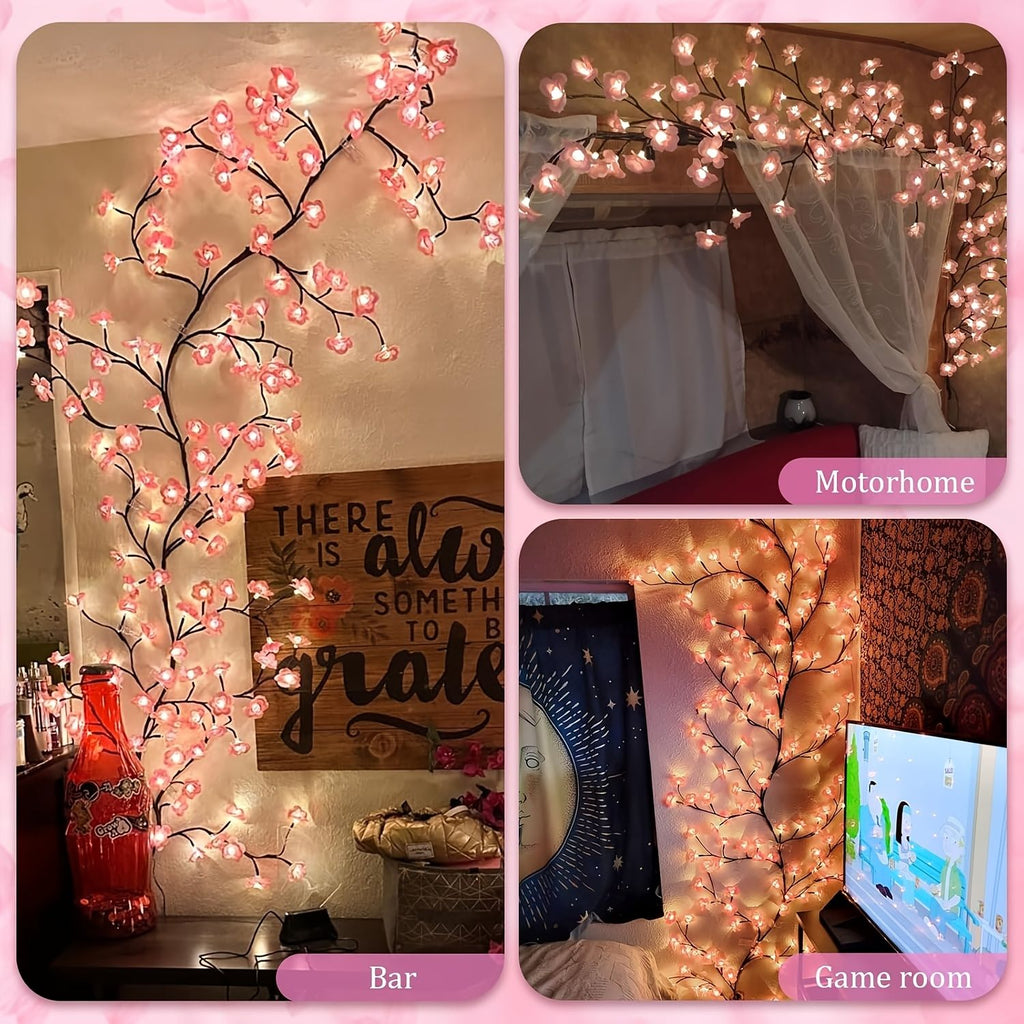 Cherry Blossom Branch Lights 3.9 ft 48 LED with Remote, Pink - view 3