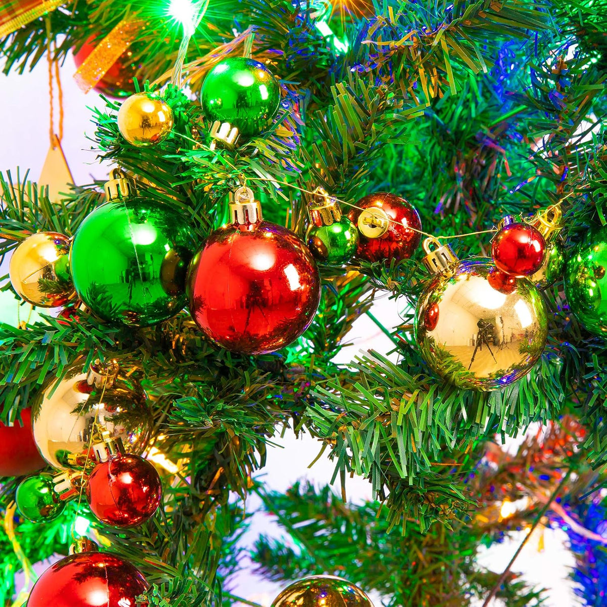 Christmas Ball Garland 6 ft, Shatterproof Red, Green and Gol - view 2
