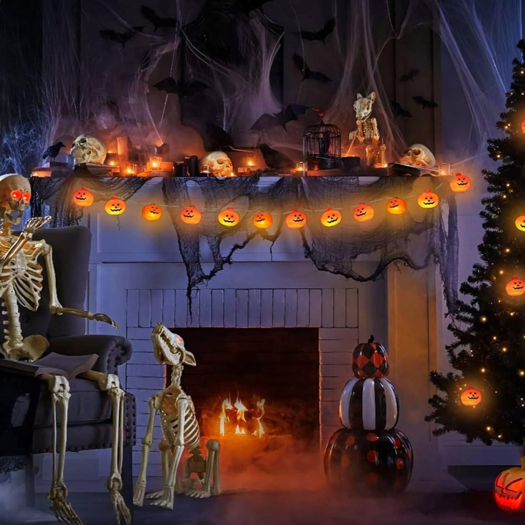 3D Pumpkin String Lights 10 ft 20 LED, Waterproof Indoor Out - view 6