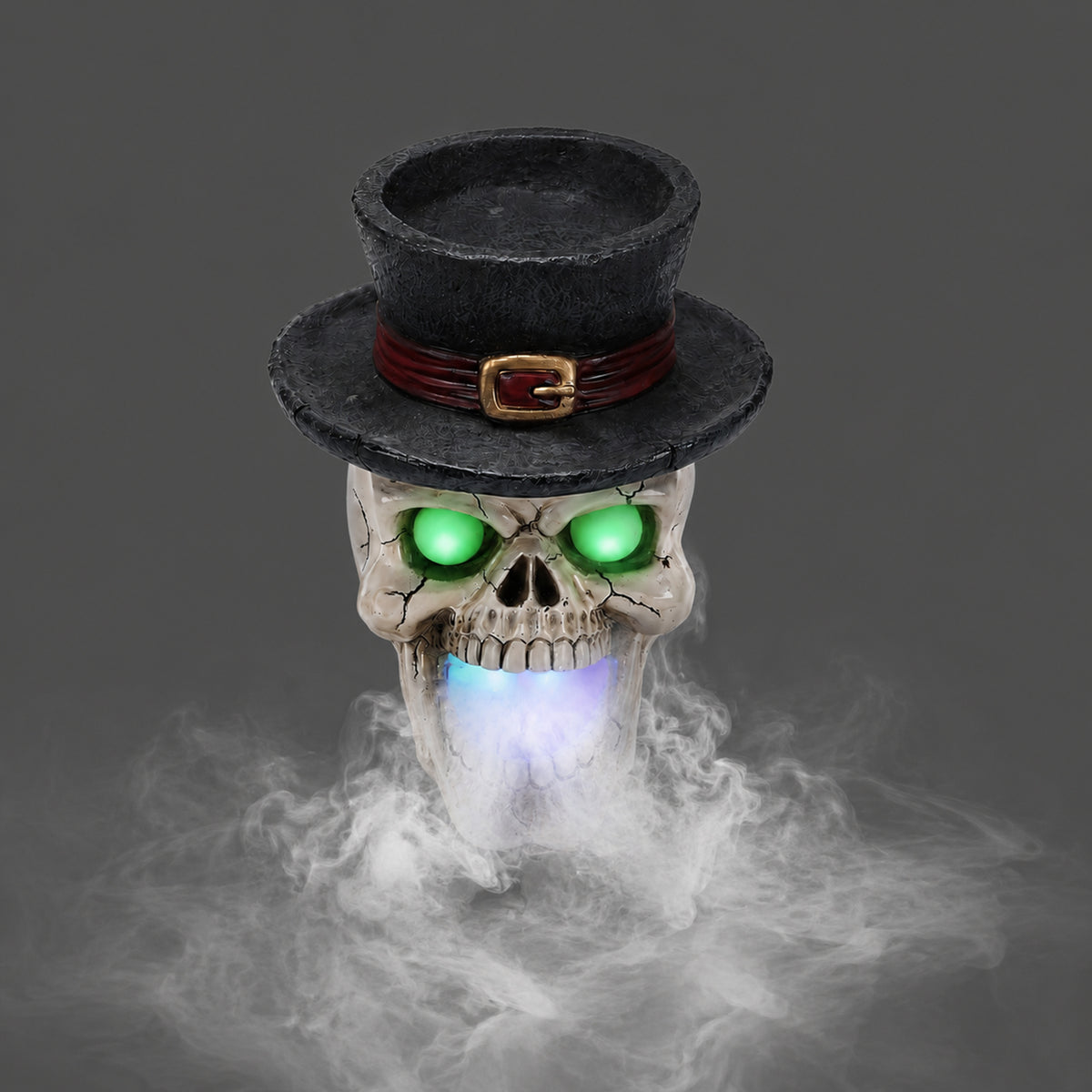 Light-Up Skull with Top Hat and Mist Maker, Spooky Halloween - view 7