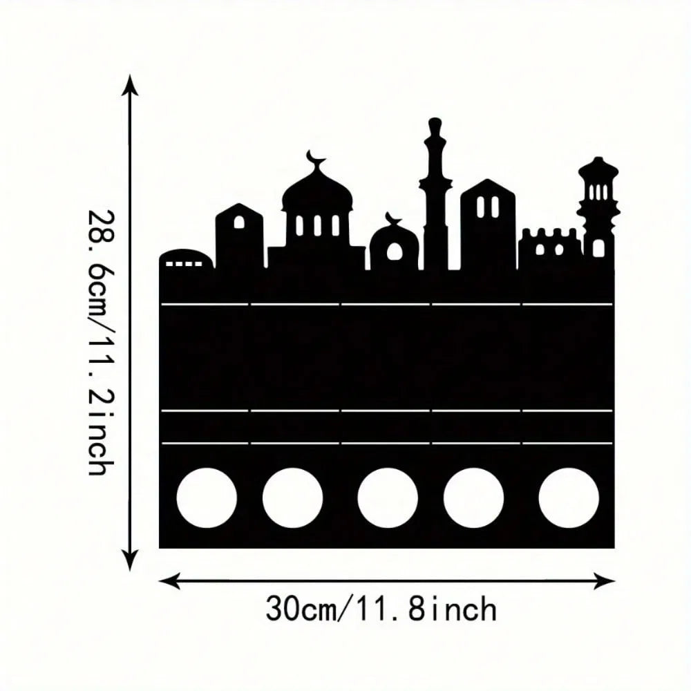 Vintage Metal Candle Lantern with City Skyline Cutouts, Tabl - view 3