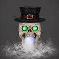 Light-Up Skull with Top Hat and Mist Maker, Spooky Halloween - view 1