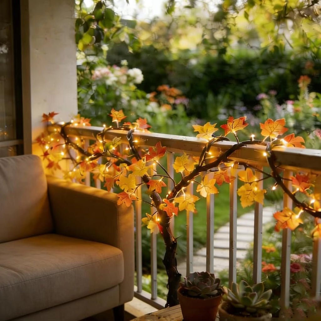 Maple Leaf Branch Lights 4.2 ft 48 LED with Remote, Warm Fal - view 5