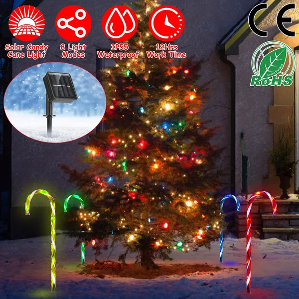 Solar Candy Cane Stake Light, Waterproof Christmas Pathway D - view 5
