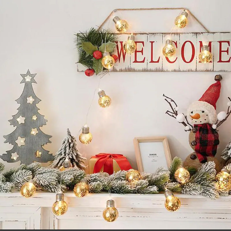 Snowflake Globe String Lights 6.5 ft 10 LED, Battery Operate - view 2