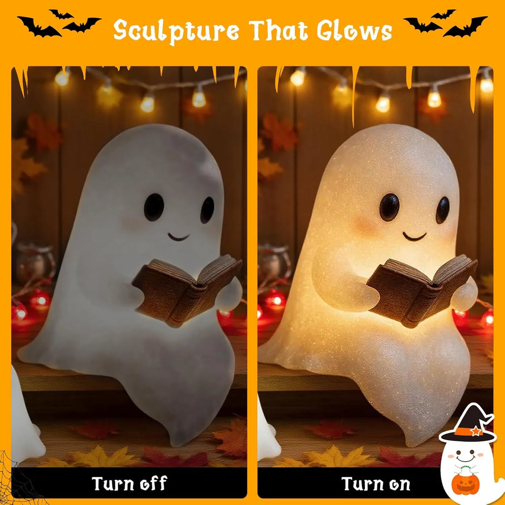 Ghost Reading Book Lamp, Cute Light-Up Halloween Night Light - view 4