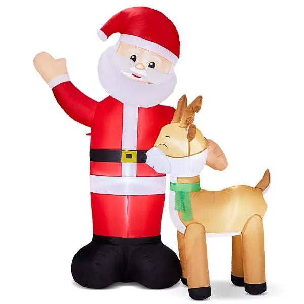 6.3 ft Inflatable Santa and Reindeer with LED Lights, Christ - view 5