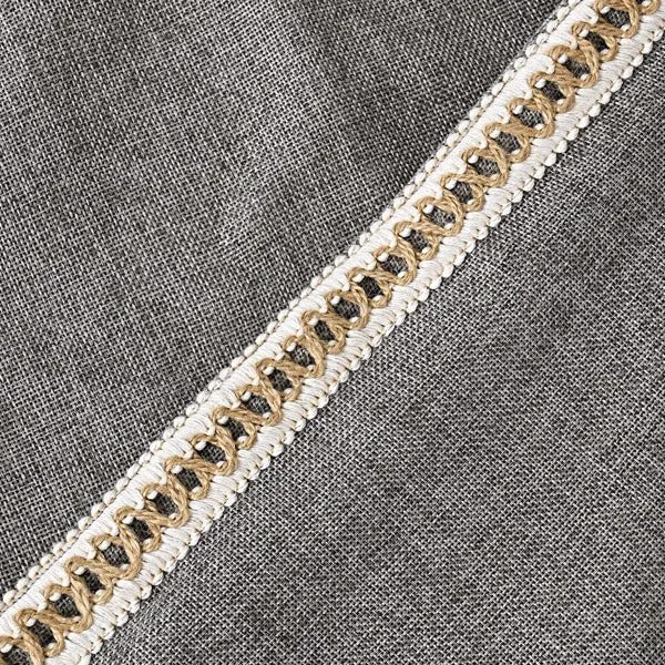 Linen Throw Pillow Covers 20x20 Set of 2, Burlap Trim Farmho - view 2