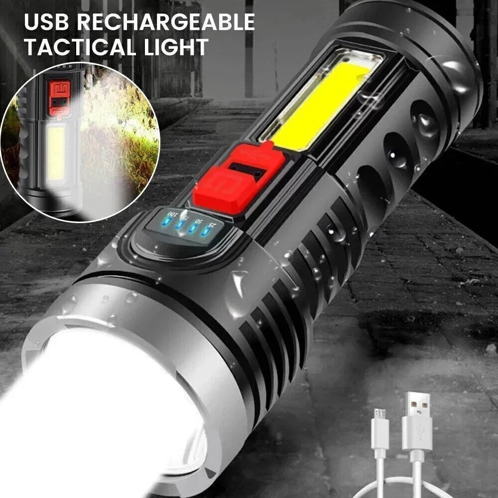 USB Rechargeable LED Flashlight 2-Pack with COB Side Light,  - view 5