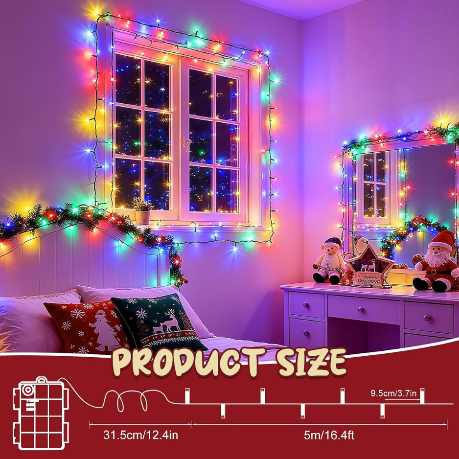 Battery Christmas String Lights with Timer, Multicolor Water - view 6