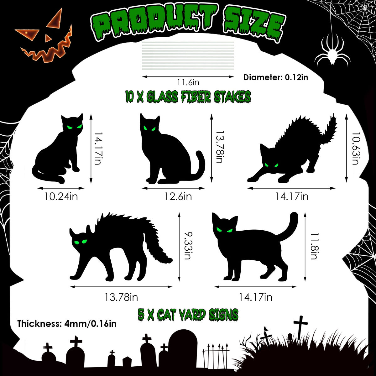 Glow-in-the-Dark Halloween Yard Signs, Skulls, Tombstones or - view 6