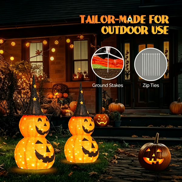 Collapsible Pumpkins 3 ft 2-Pack with 150 LED Lights, Outdoo - view 7