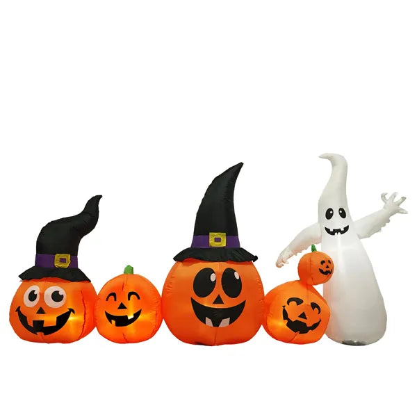 8 ft Inflatable Pumpkins and Ghost with LED Lights, Outdoor  - view 3