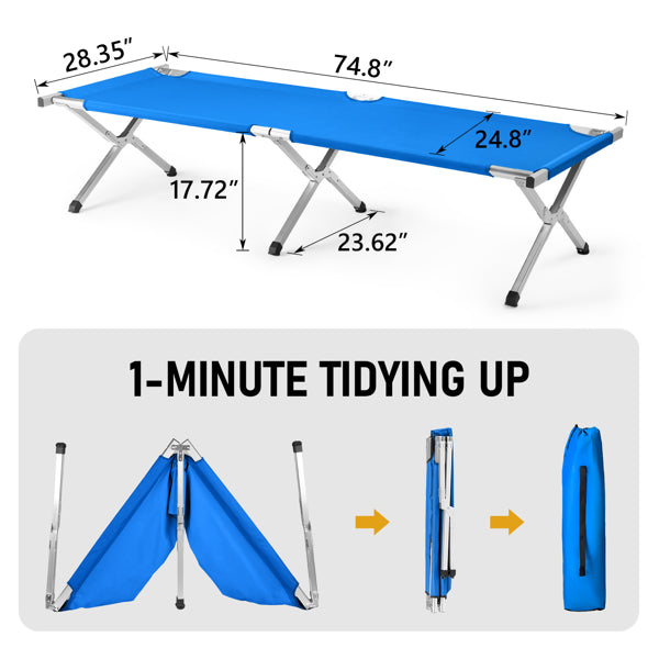 Portable Folding Camping Cot with Carry Bag, Blue - view 4