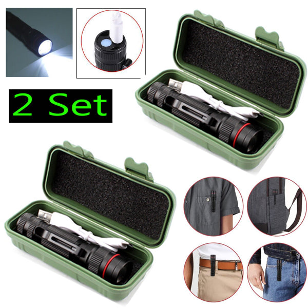Mini Zoom LED Flashlight 2-Pack, USB Rechargeable Aluminum P - view 7