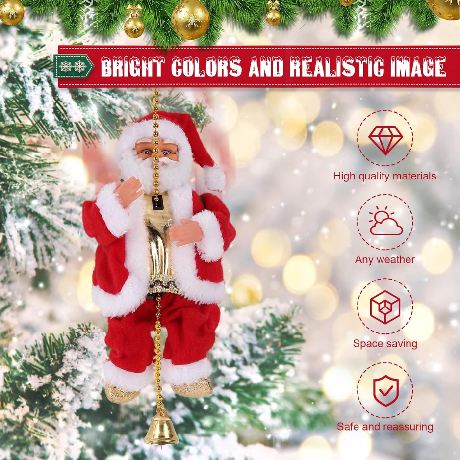 Animated Climbing Santa on Rope with Music, Christmas Decora - view 5