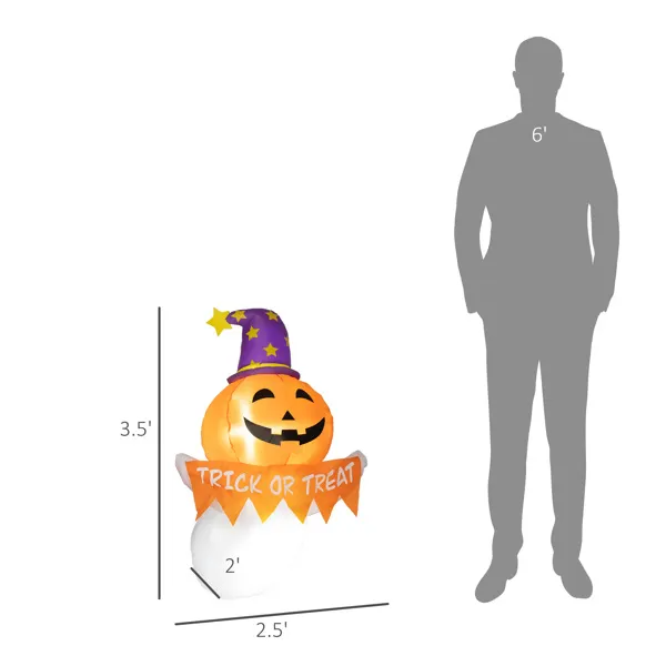 Inflatable Pumpkin-Face Window Ghost with LED Lights, Hallow - view 4