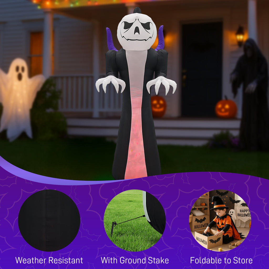 12 ft Inflatable Pumpkin-Head Grim Reaper with Flame Light,  - view 7