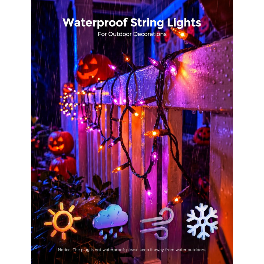 Purple and Orange Halloween Mini String Lights 20 ft, Indoor - view 5