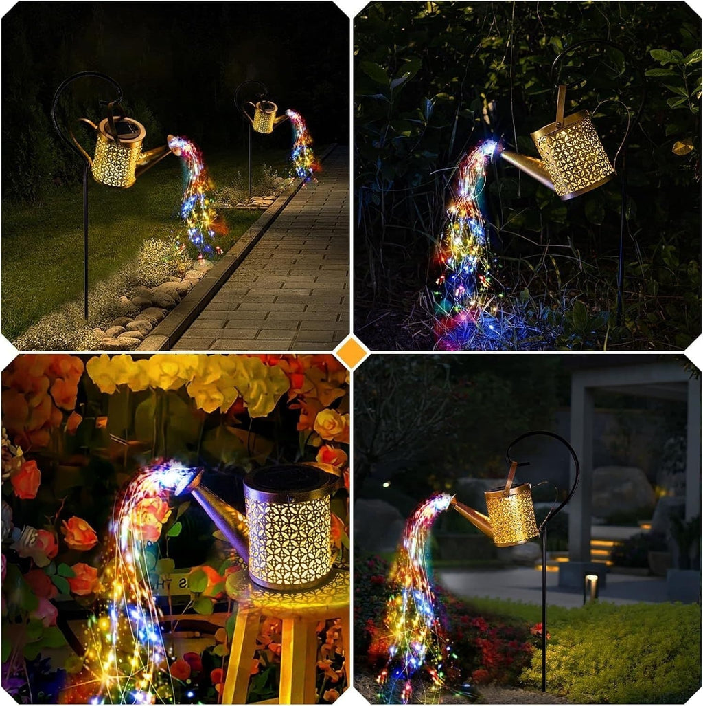 Solar Watering Can Cascading Lights with Hook, Color-Changin - view 3