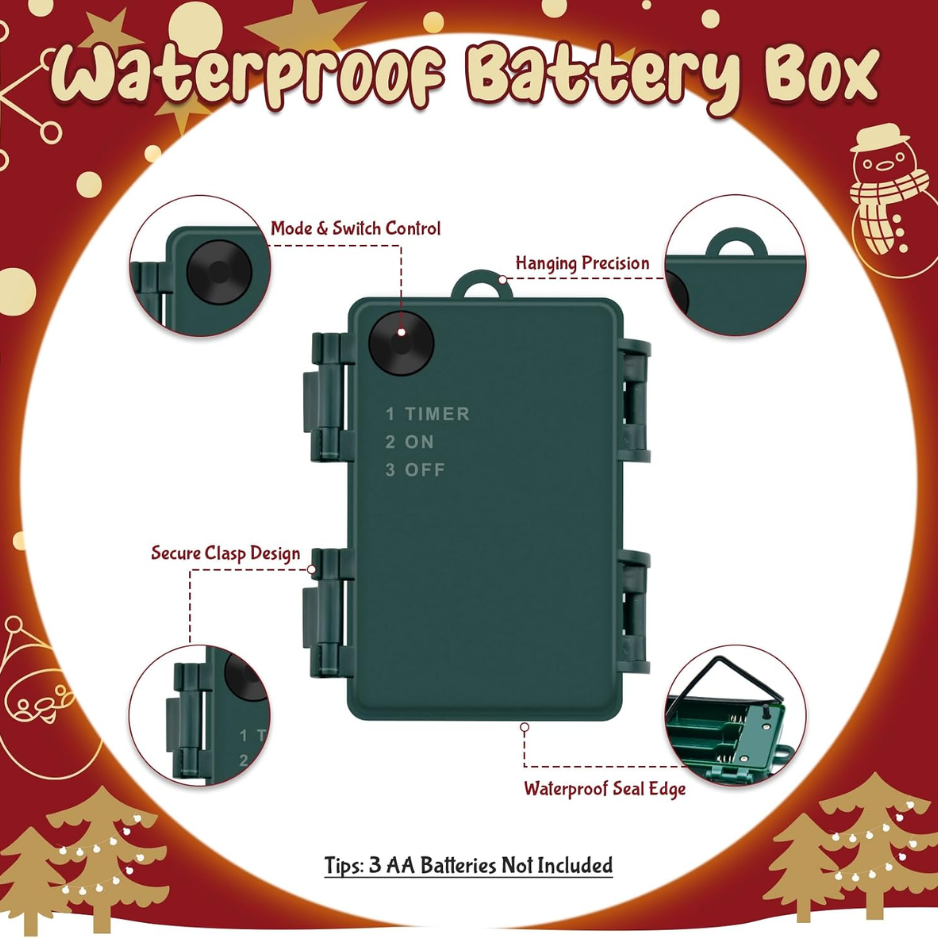 Battery Christmas String Lights with Timer, Multicolor Water - view 1