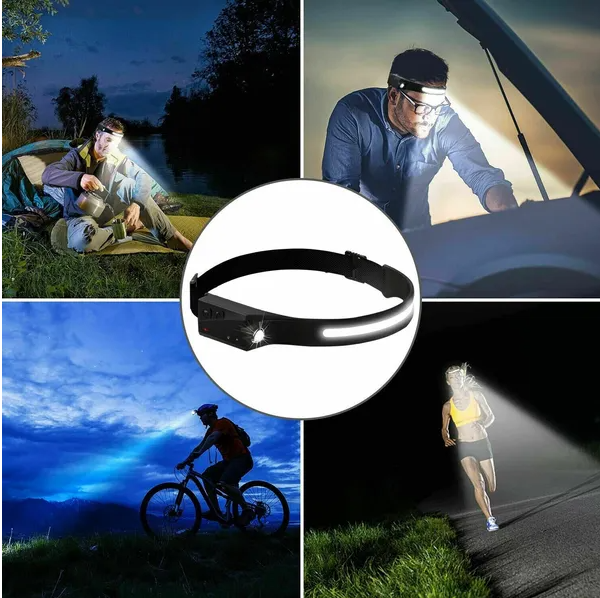 COB LED Headband Headlamp, USB Rechargeable with Motion Sens - view 1