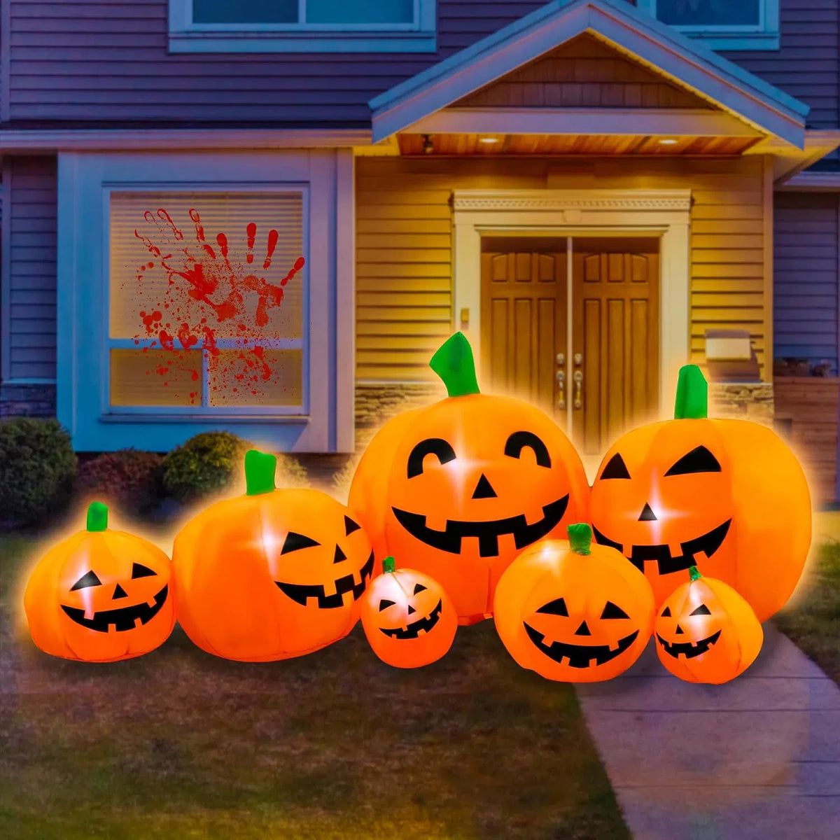7 ft Inflatable Pumpkin Patch Family with LED Lights, Jack-o - view 3