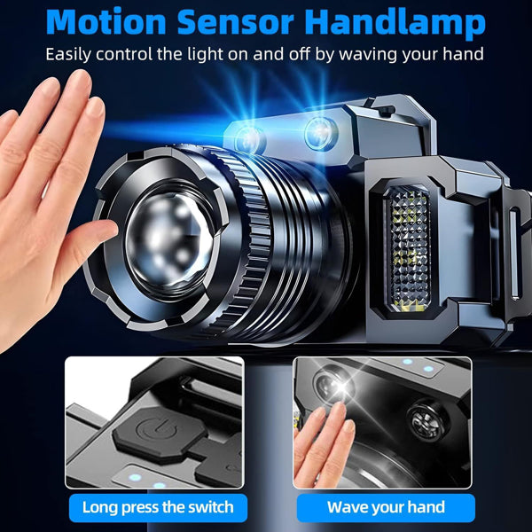 Zoomable LED Headlamp with Motion Sensor, Rechargeable, Red  - view 6