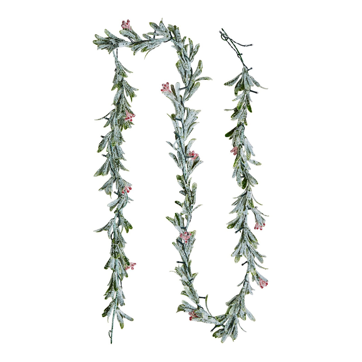 Lighted Olive Leaf Christmas Garland 9 ft with Red Berries,  - view 4