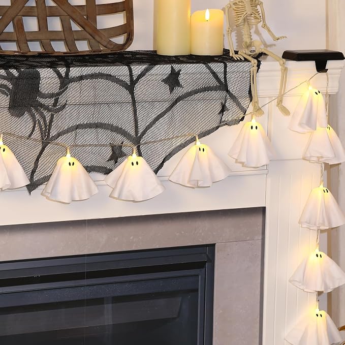 Light-Up Ghost Garland, LED Hanging Halloween Decor for Wall - view 2