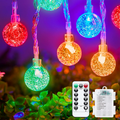 Multicolor Globe String Lights 33 ft 60 LED with Remote, Bat - view 1