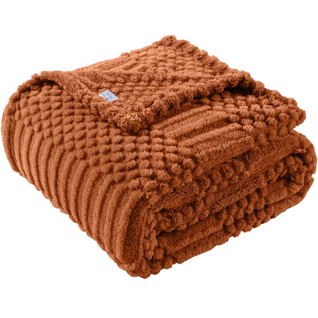 Rust Fleece Throw Blanket, Soft Fluffy Cozy Throw for Sofa,  - view 4
