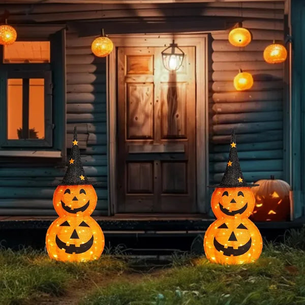 Collapsible Lighted Pumpkins 3 ft 2-Pack, Pop-Up Outdoor Hal - view 3
