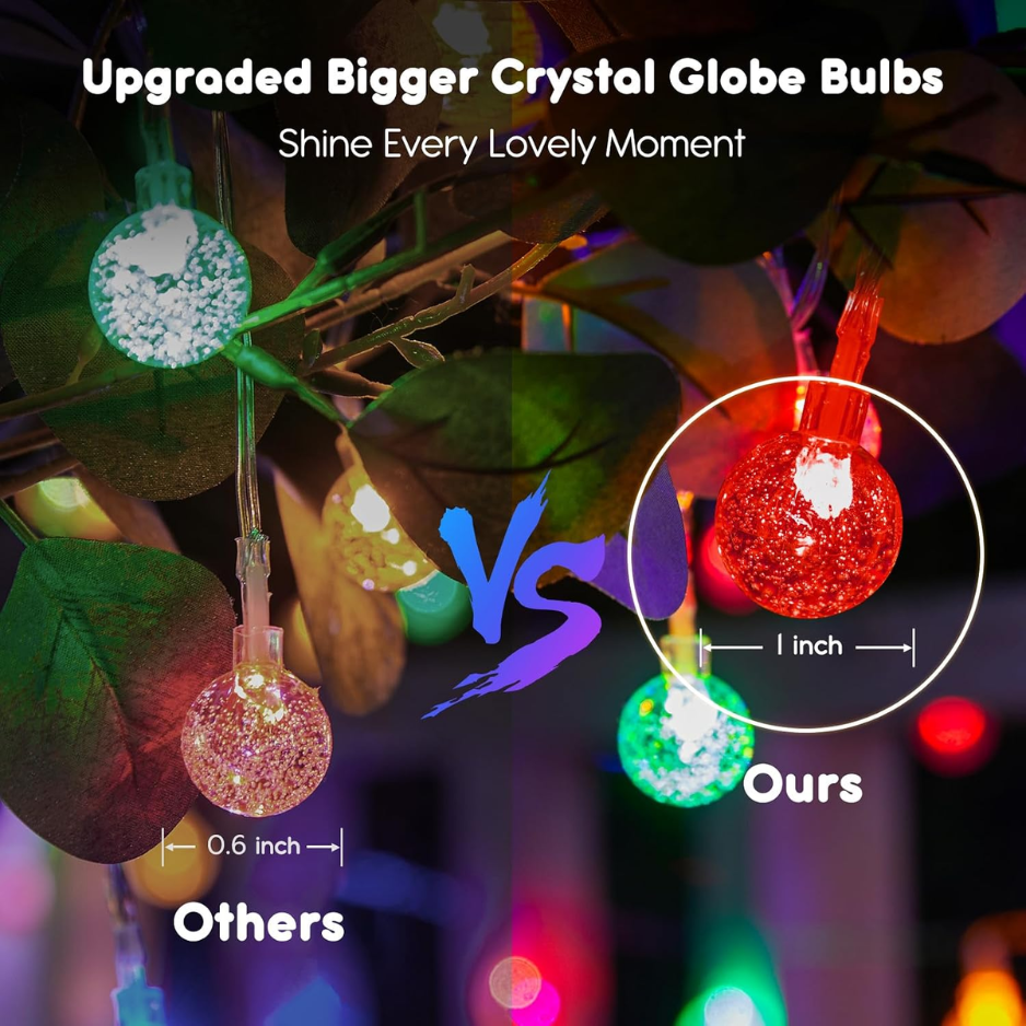 Multicolor Globe String Lights 33 ft 60 LED with Remote, Bat - view 3