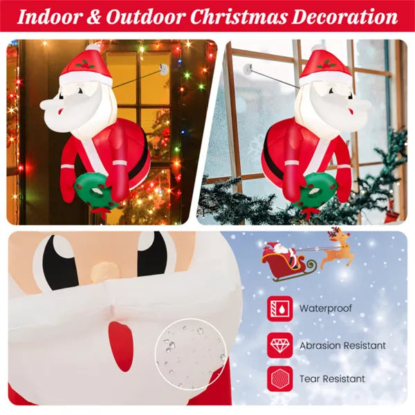 Inflatable Window Santa and Wreath 3.3 ft with LED Lights, C - view 2