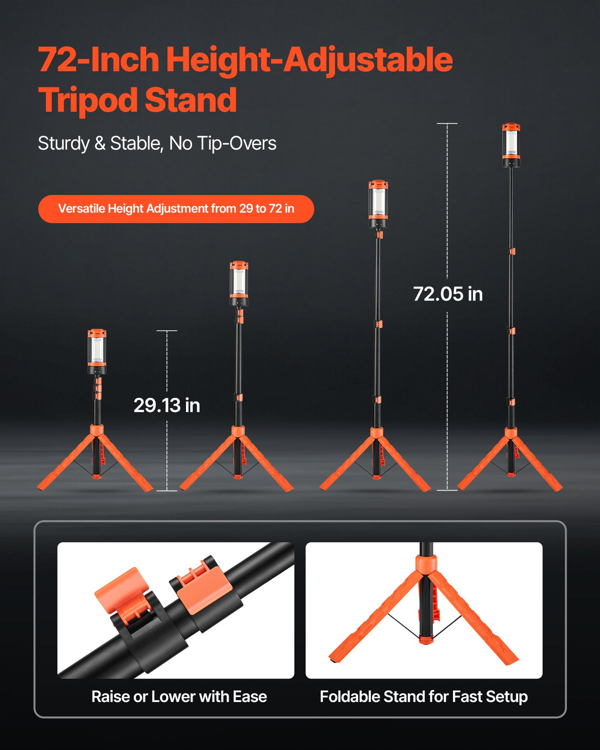 Rechargeable LED Camp and Work Light with Tripod Stand, 3 Ad - view 2