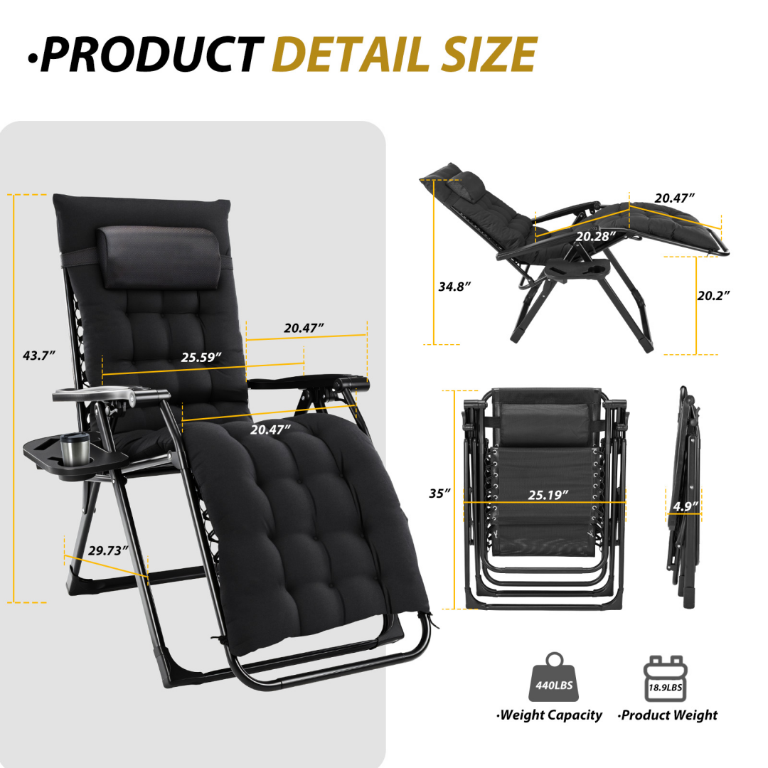 Zero Gravity Reclining Lounge Chair with Cup Holder, 440 lb  - view 4